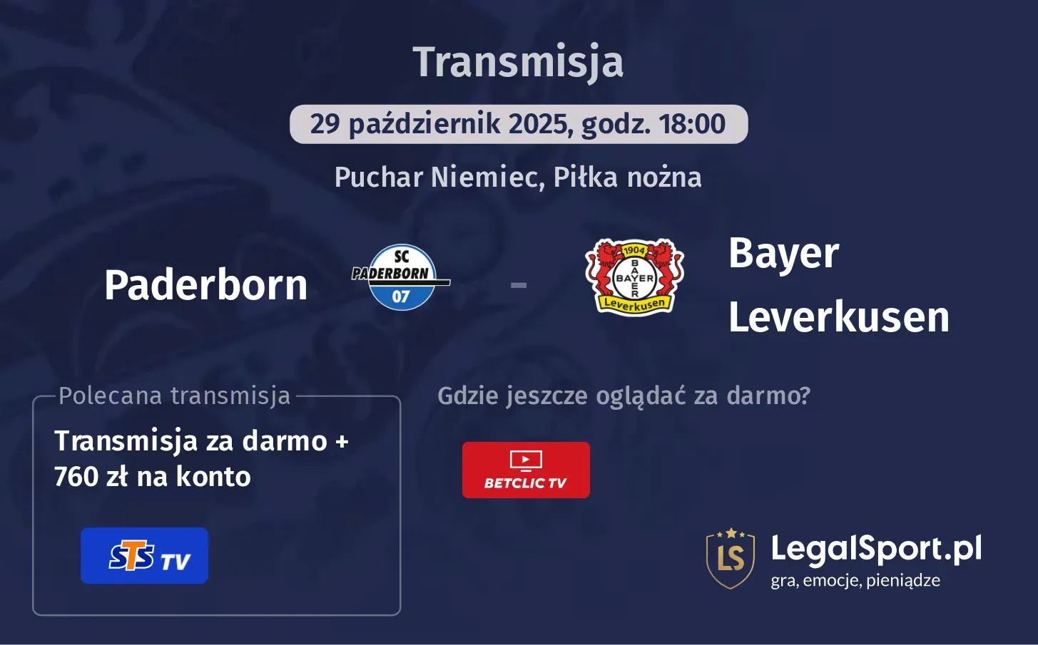 Paderborn - Bayer Leverkusen Transmisje