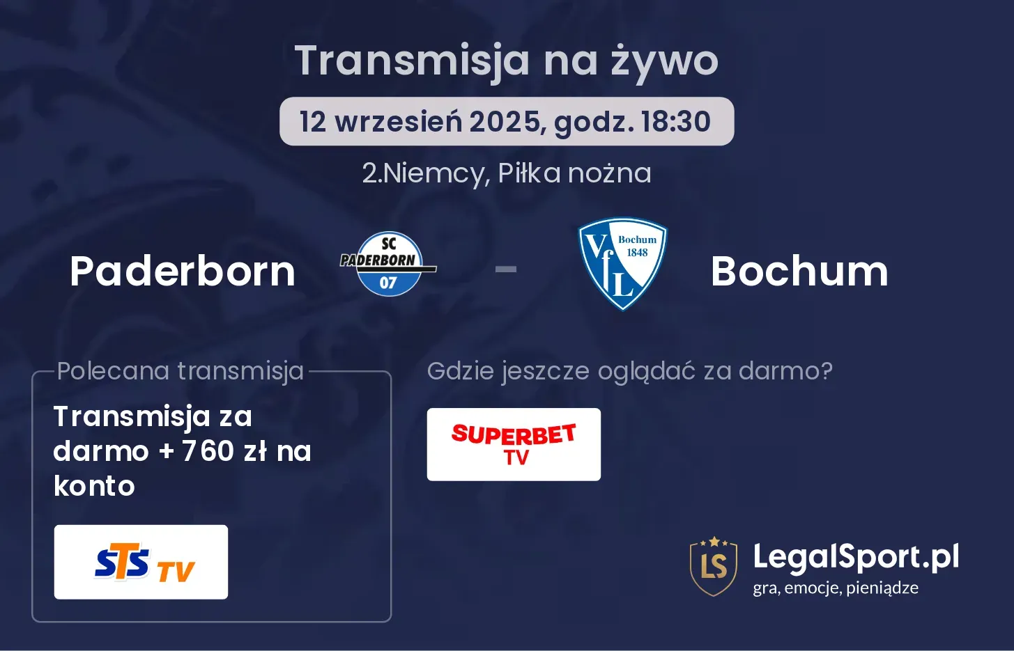 Paderborn - Bochum transmisja na żywo