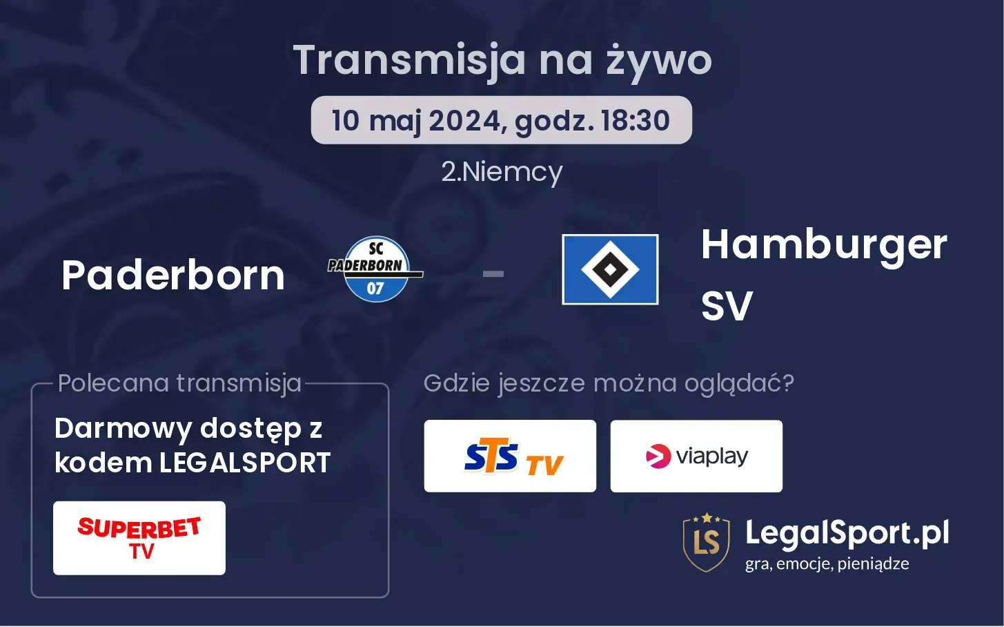 Paderborn - Hamburger SV transmisja na żywo
