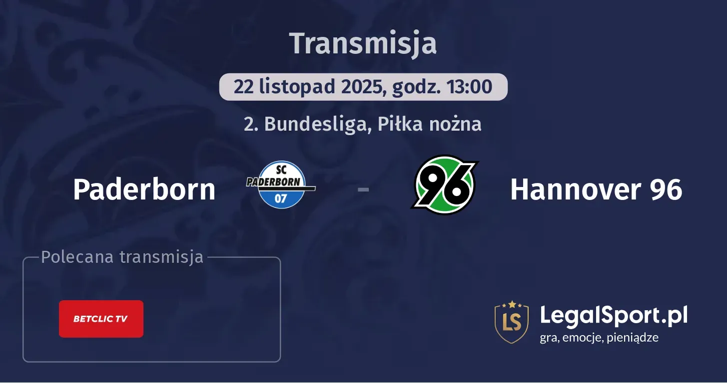 Paderborn - Hannover 96 Transmisje