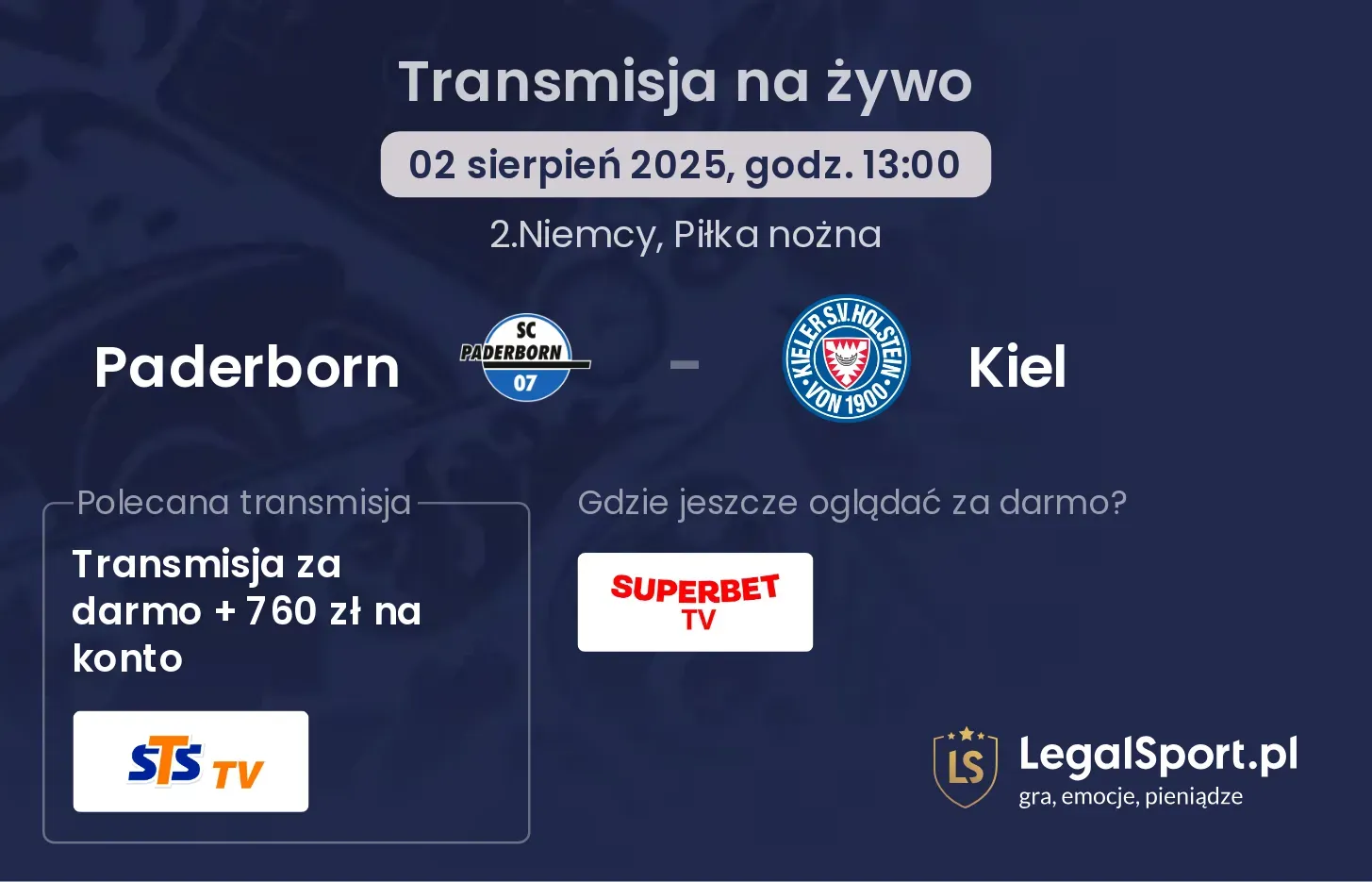 Paderborn - Kiel transmisja na żywo