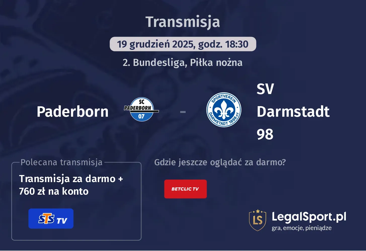 Paderborn - SV Darmstadt 98 Transmisje