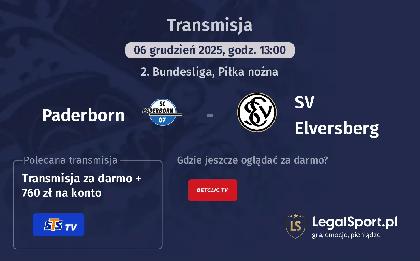 Paderborn - SV Elversberg Transmisje