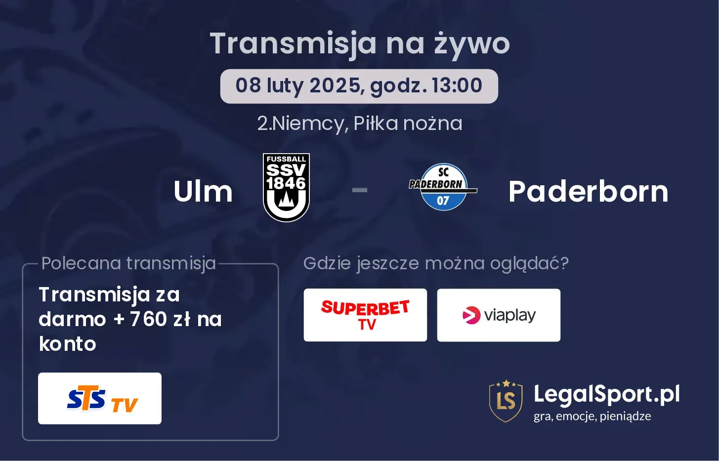 Ulm - Paderborn gdzie oglądać?