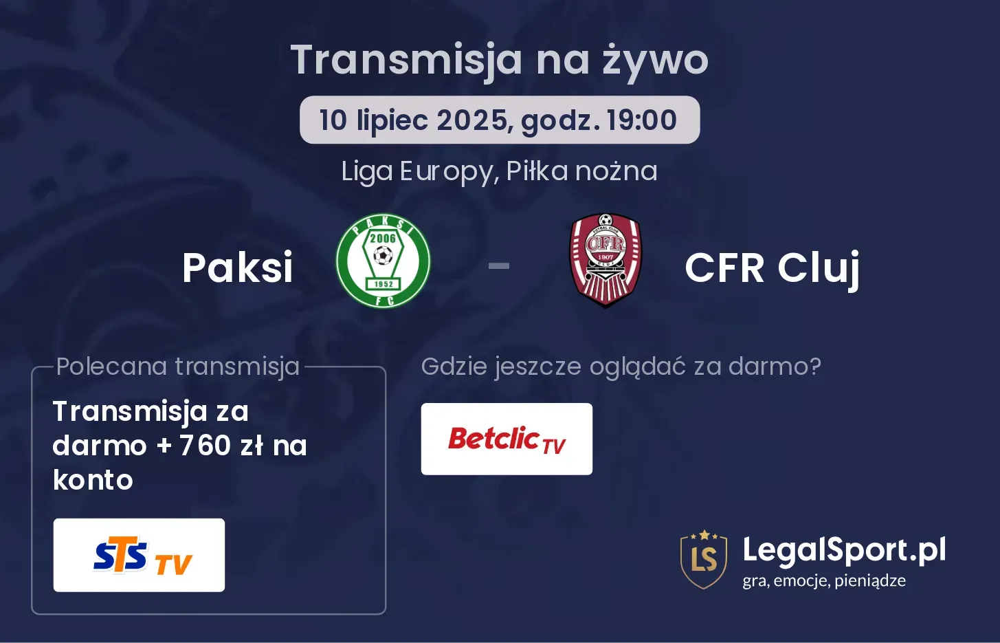 Paksi - CFR Cluj transmisja na żywo
