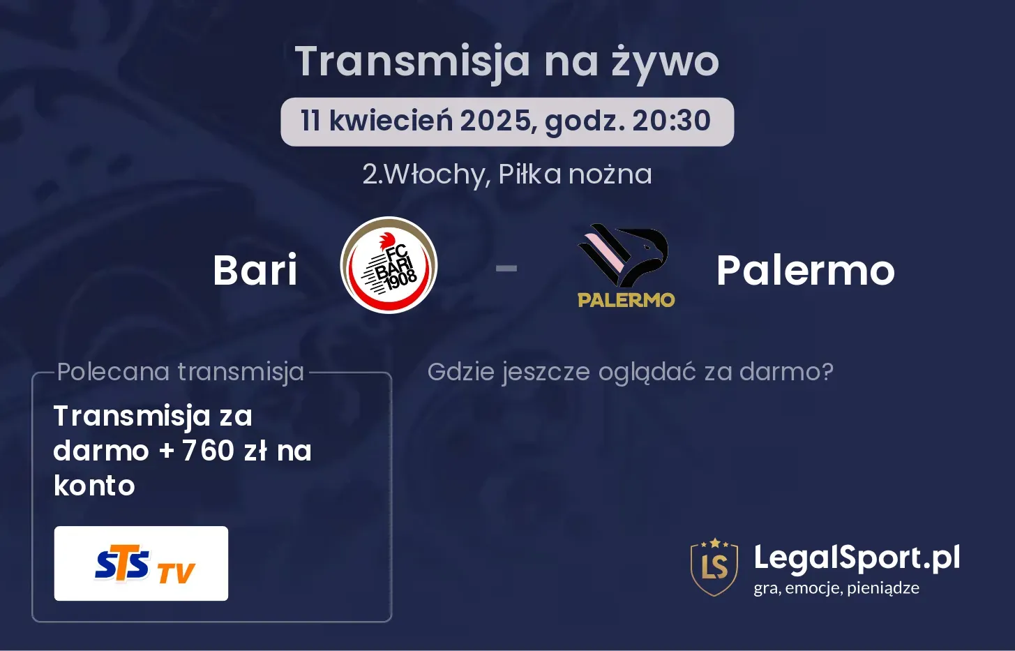 Bari - Palermo gdzie oglądać transmisję?