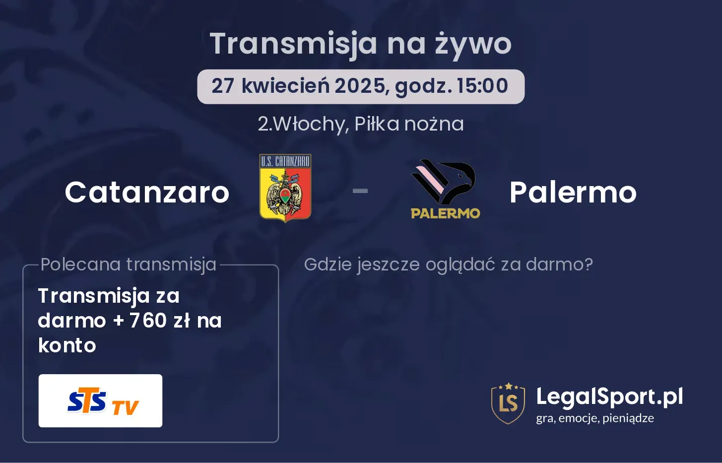 Catanzaro - Palermo gdzie oglądać?