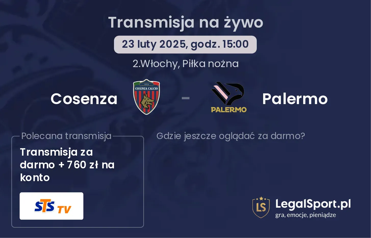 Cosenza - Palermo gdzie oglądać?