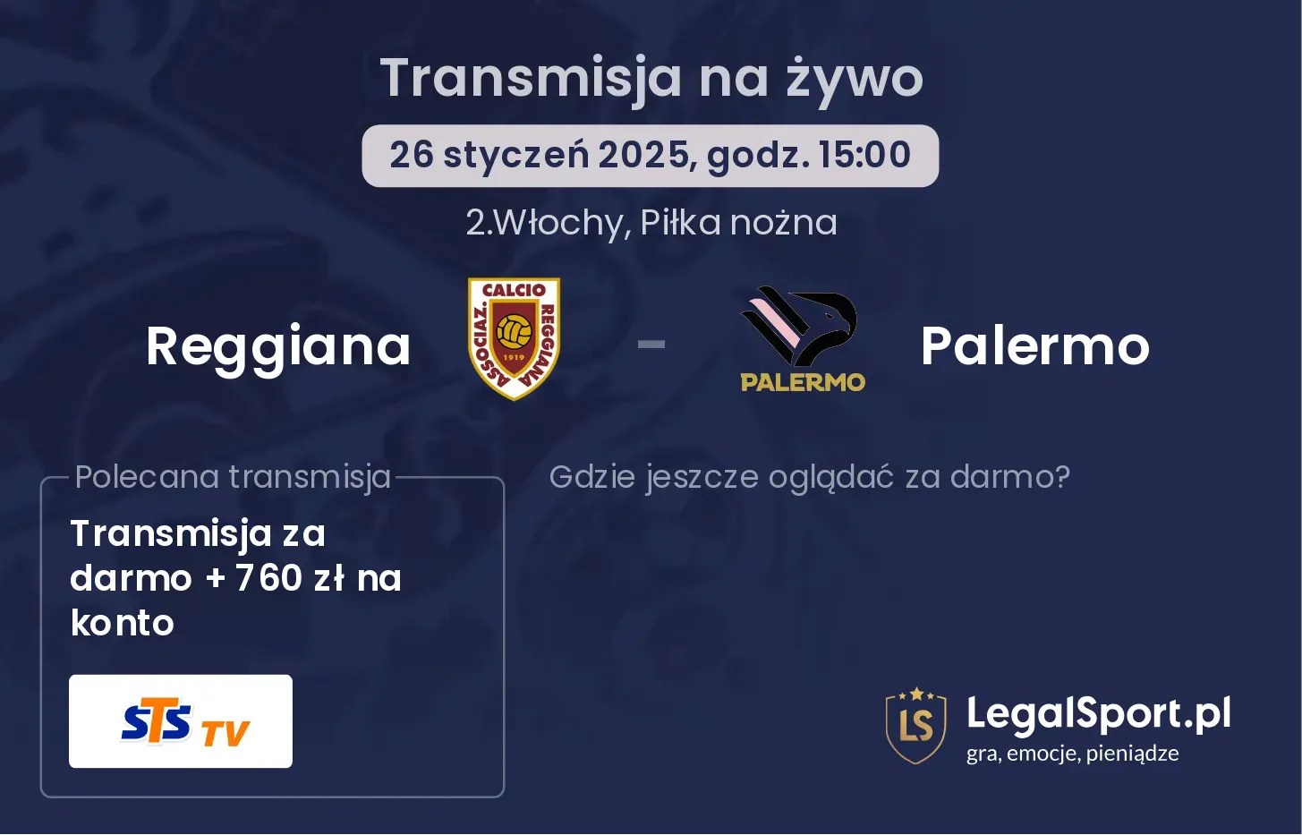 Reggiana - Palermo gdzie oglądać transmisję?