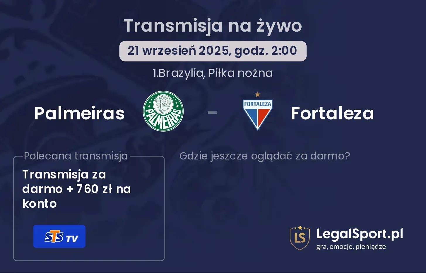 Palmeiras - Fortaleza gdzie oglądać?