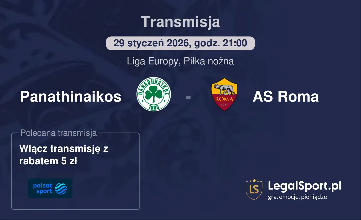 Panathinaikos - AS Roma Transmisje