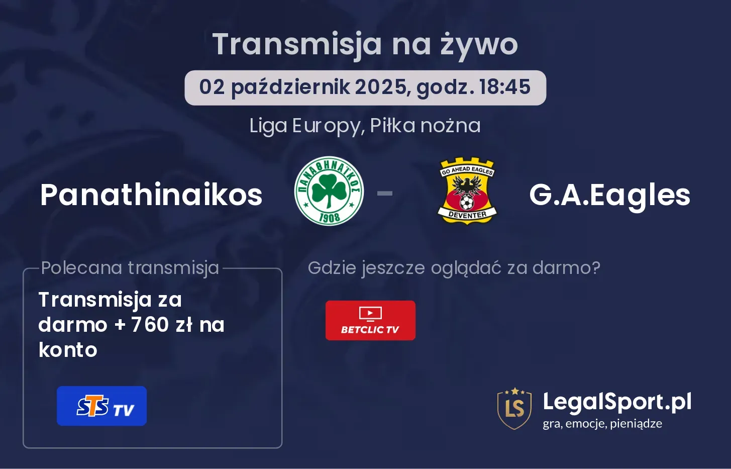 Panathinaikos - G.A.Eagles transmisja na żywo