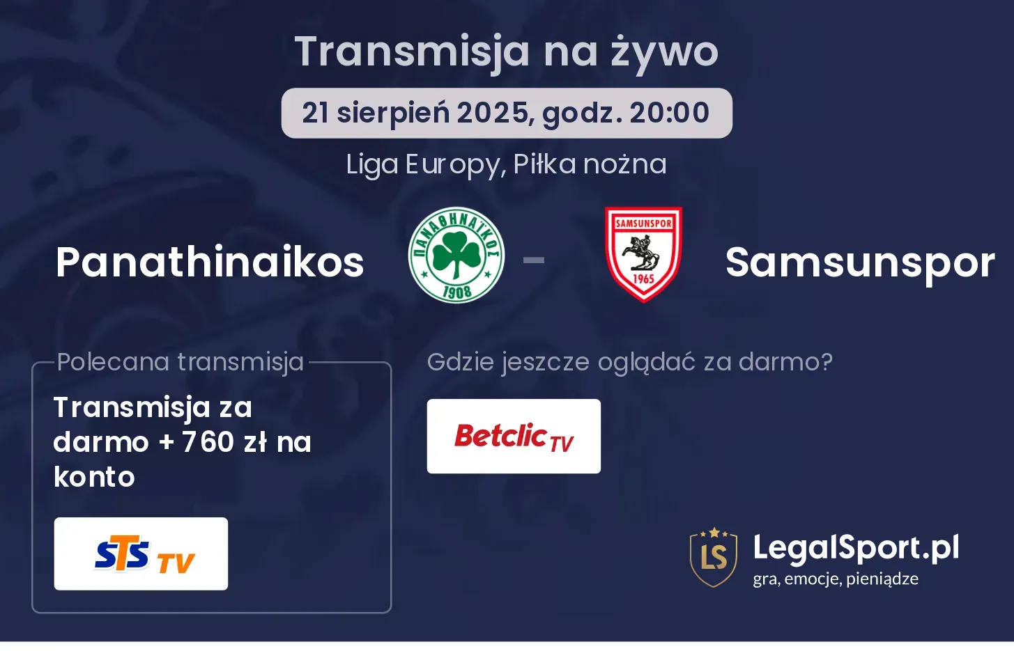 Panathinaikos - Samsunspor transmisja na żywo