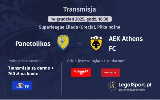 Panetolikos - AEK Athens FC gdzie oglądać? (14.12)