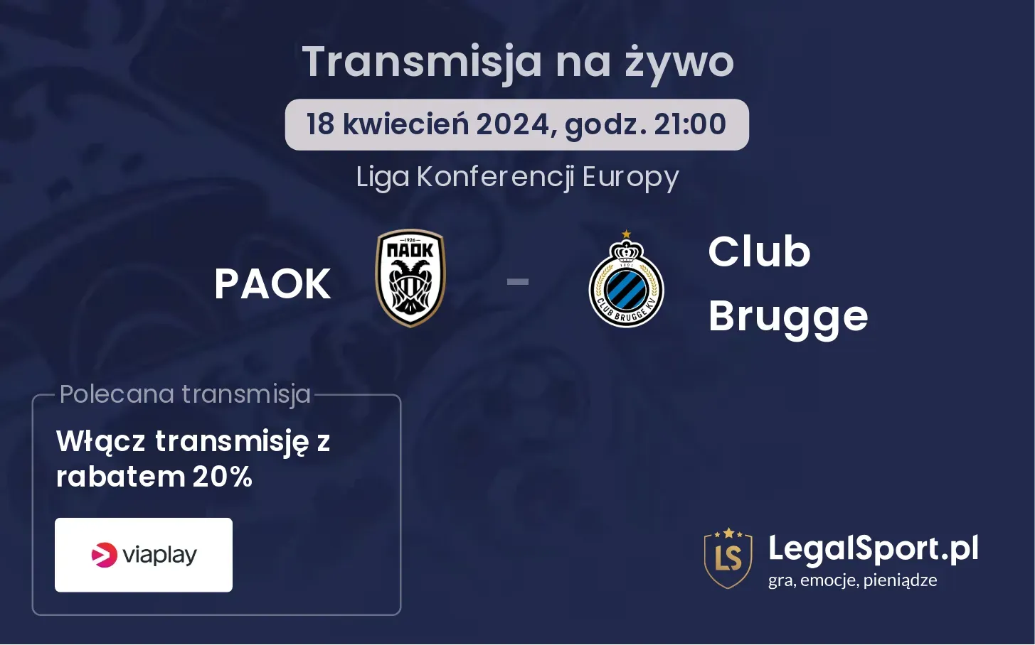 PAOK - Club Brugge transmisja na żywo