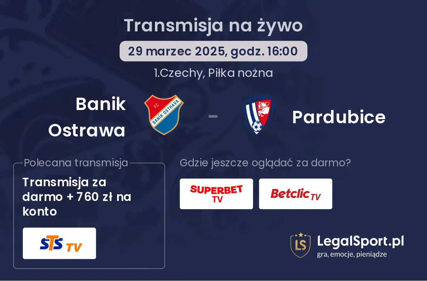 Banik Ostrawa - Pardubice gdzie oglądać?