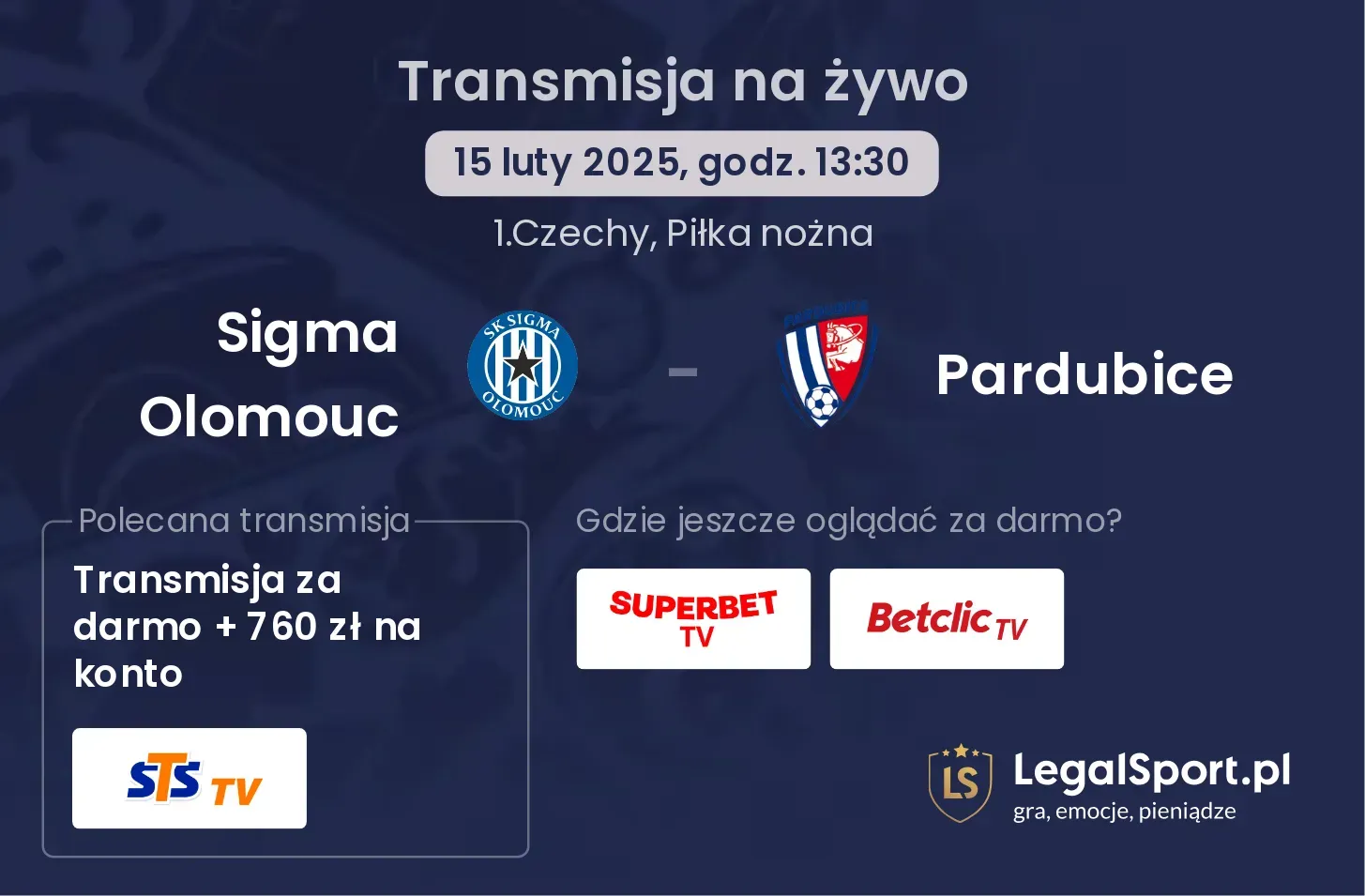 Sigma Olomouc - Pardubice gdzie oglądać?