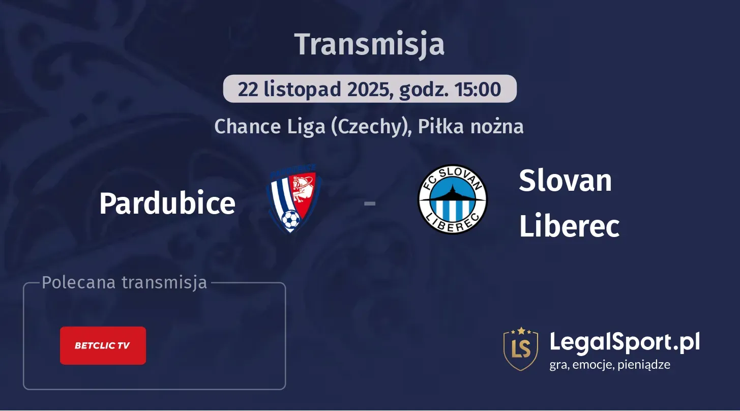 Pardubice - Slovan Liberec Transmisje