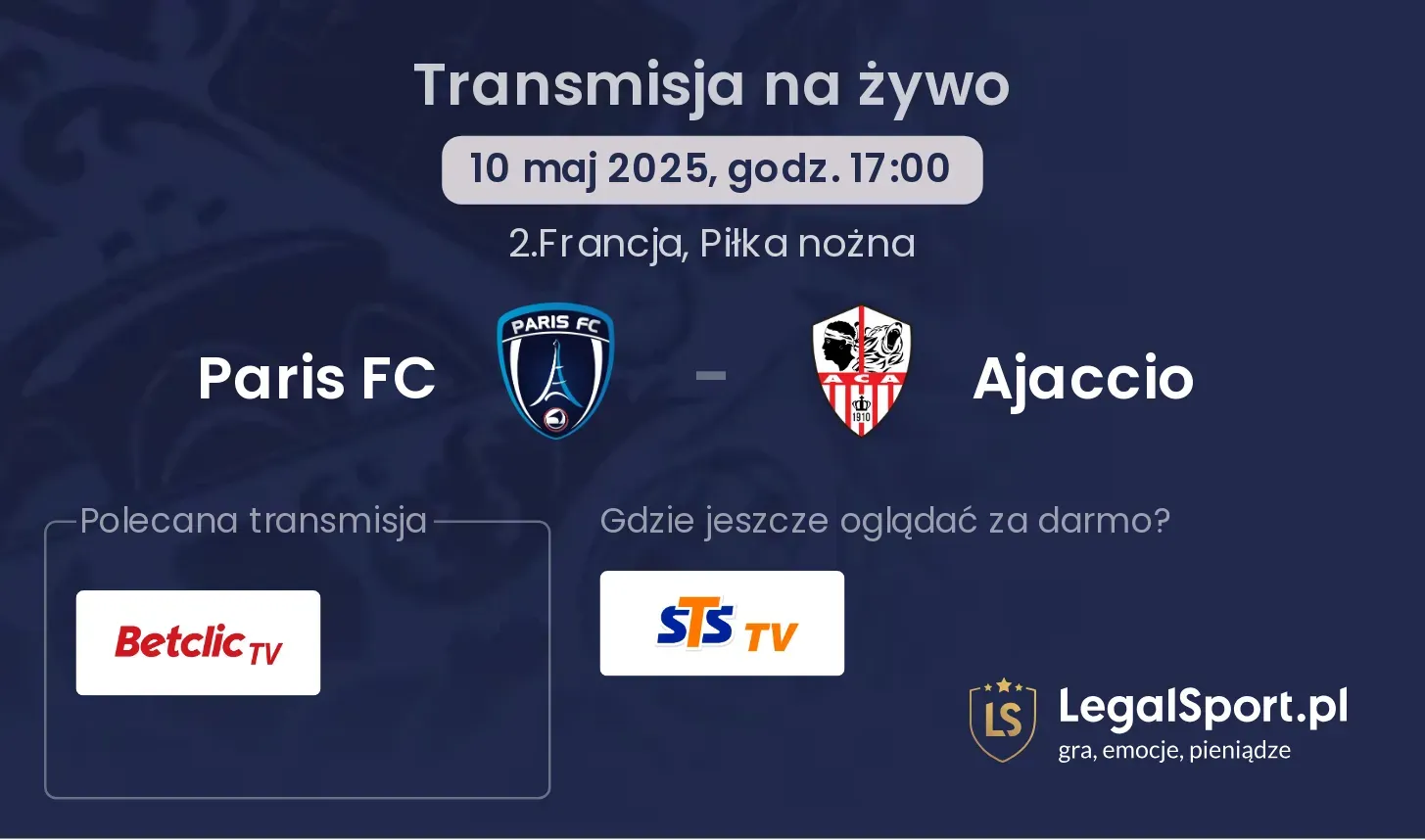 Paris FC - Ajaccio transmisja na żywo