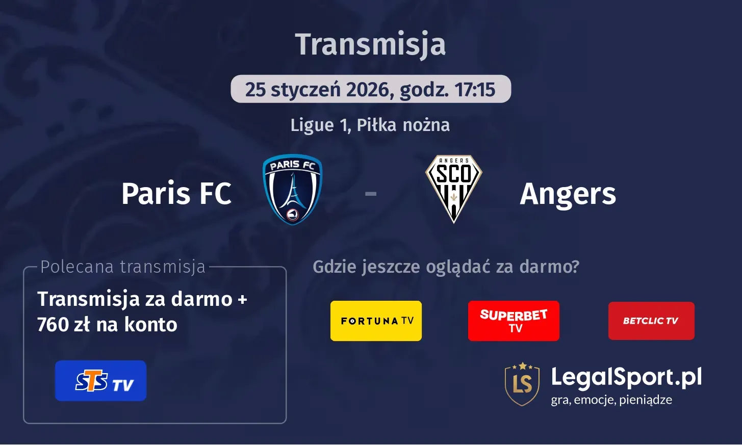 Paris FC - Angers Transmisje