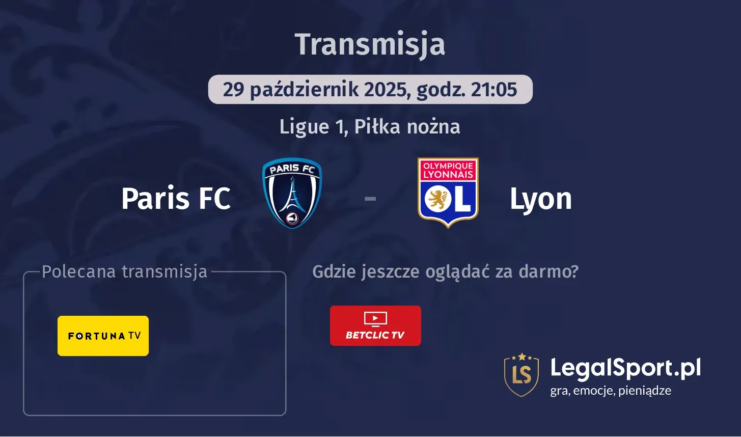Paris FC - Lyon gdzie oglądać?