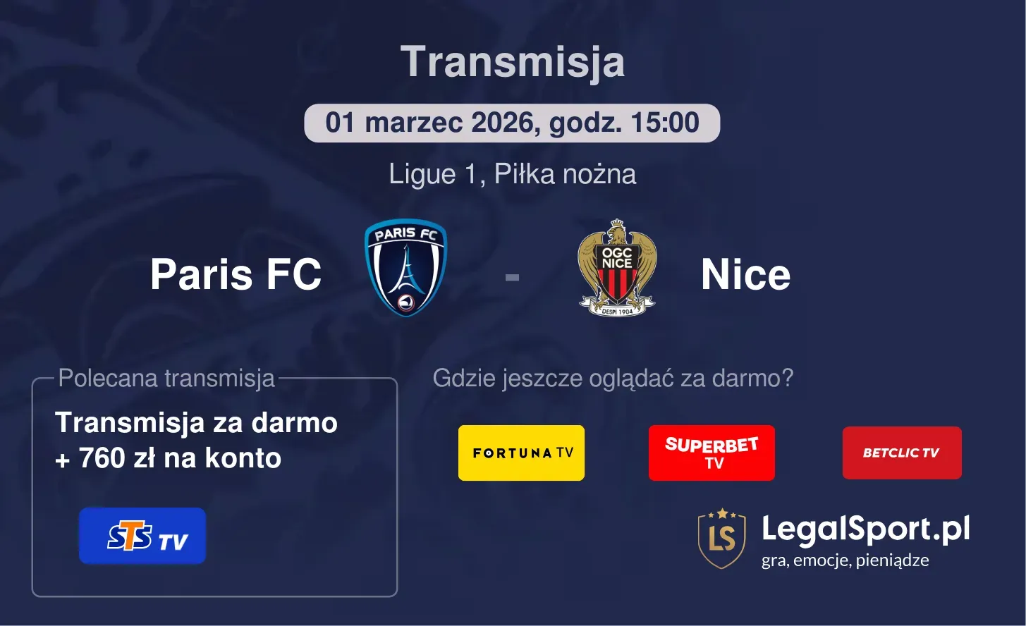 Paris FC - Nice Transmisje