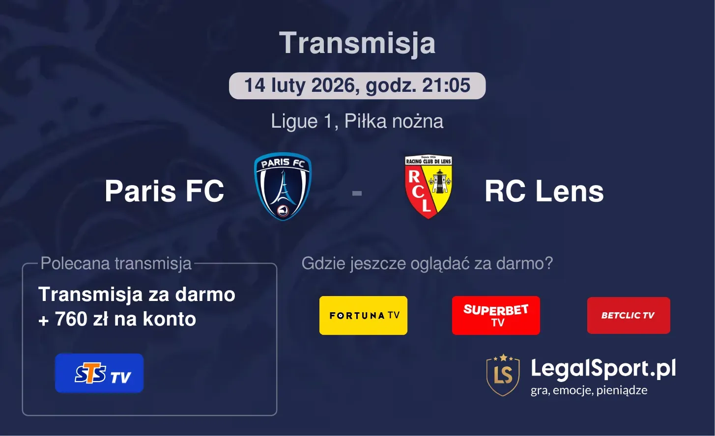 Paris FC - RC Lens Transmisje
