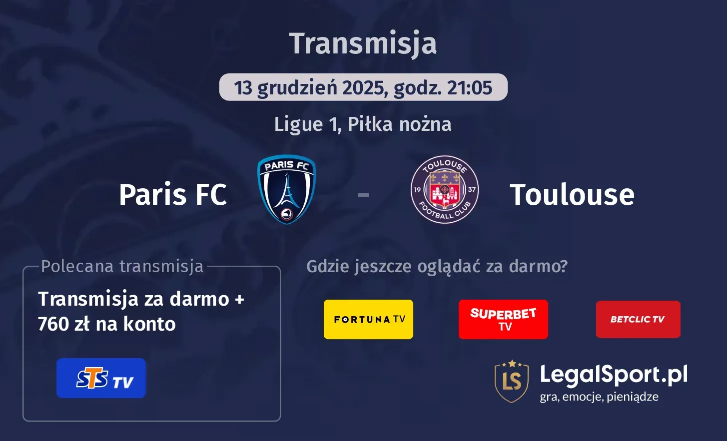 Paris FC - Toulouse Transmisje