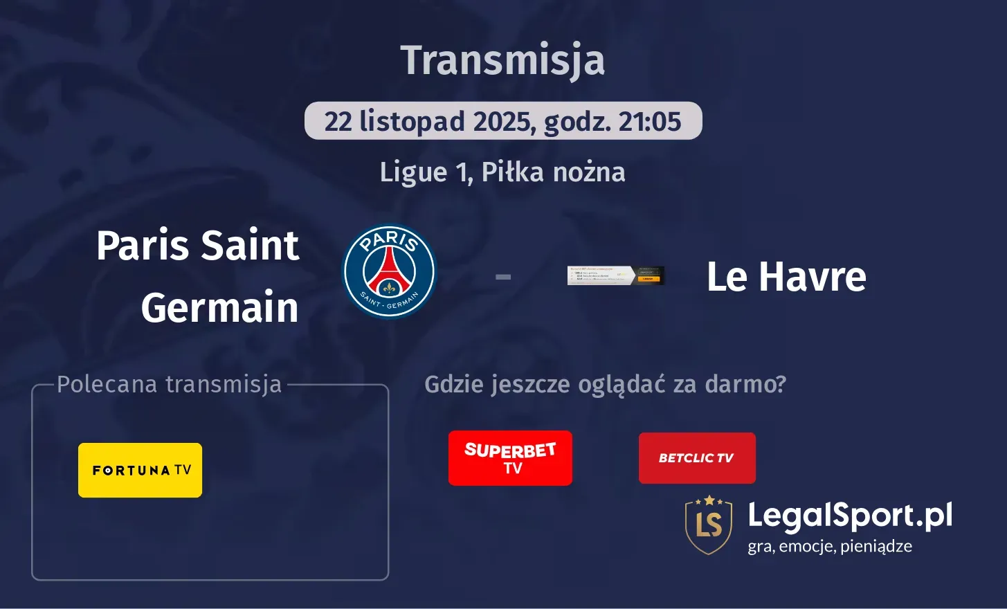 Paris Saint Germain - Le Havre Transmisje