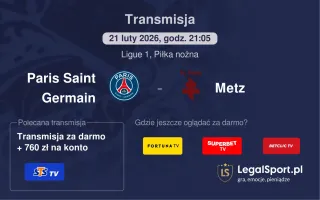 Paris Saint Germain - Metz gdzie oglądać? (21.02)