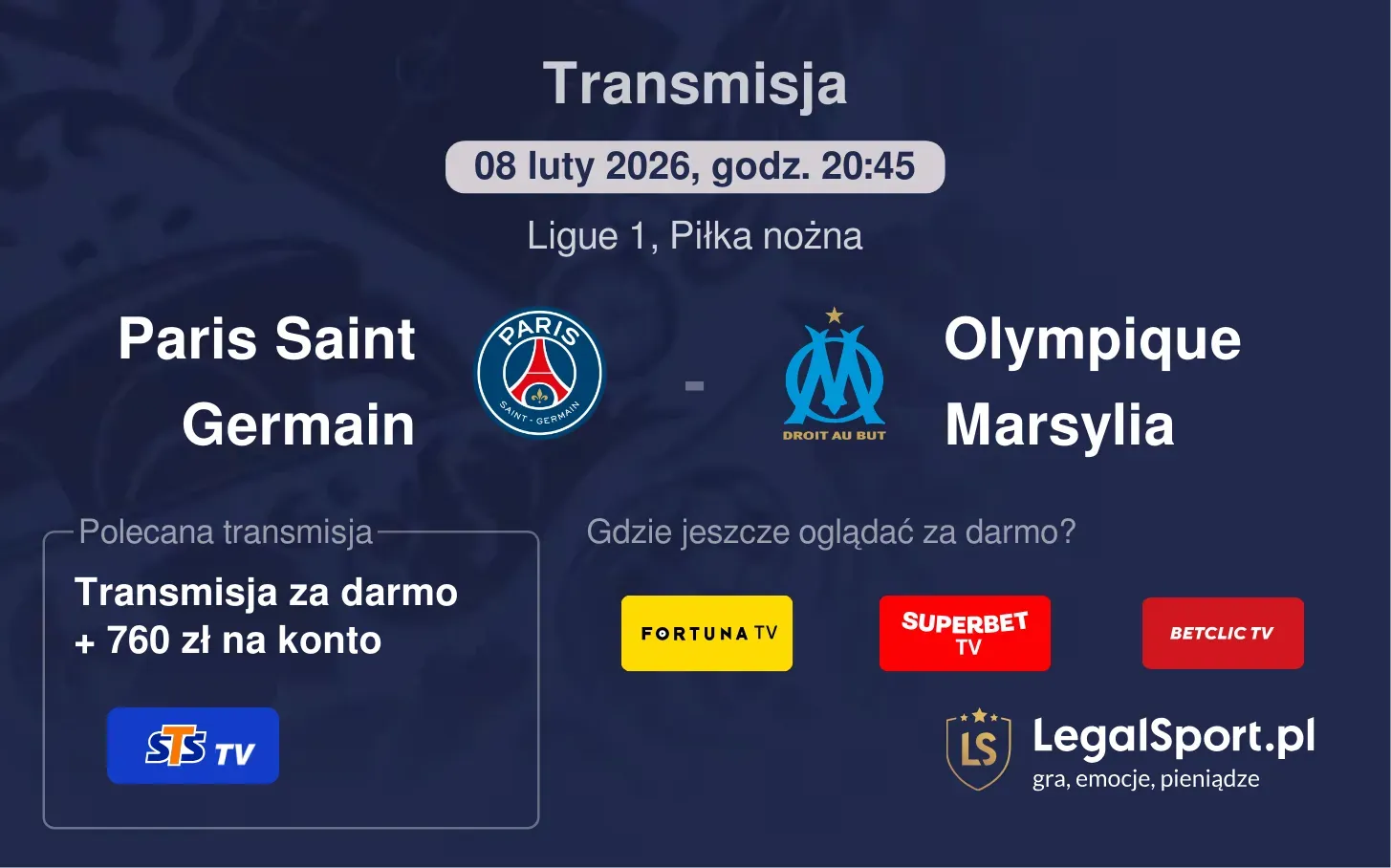 Paris Saint Germain - Olympique Marsylia Transmisje