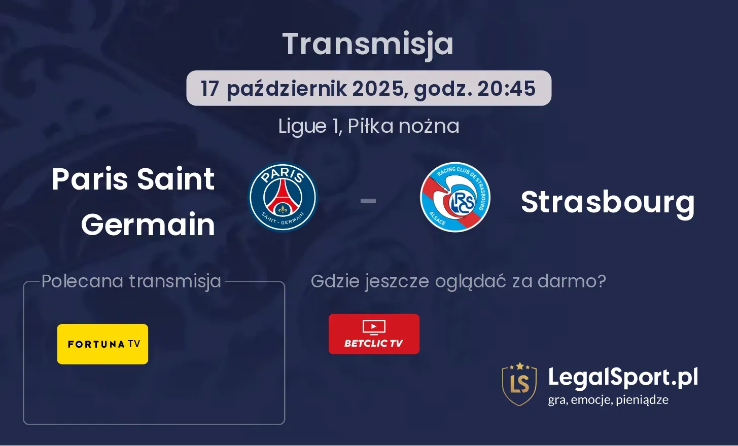 Paris Saint Germain - Strasbourg Transmisje