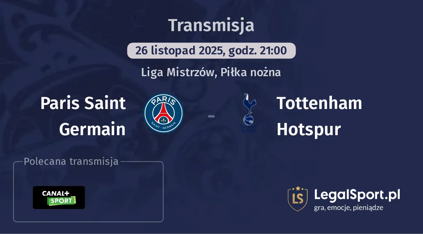Paris Saint Germain - Tottenham Hotspur Transmisje