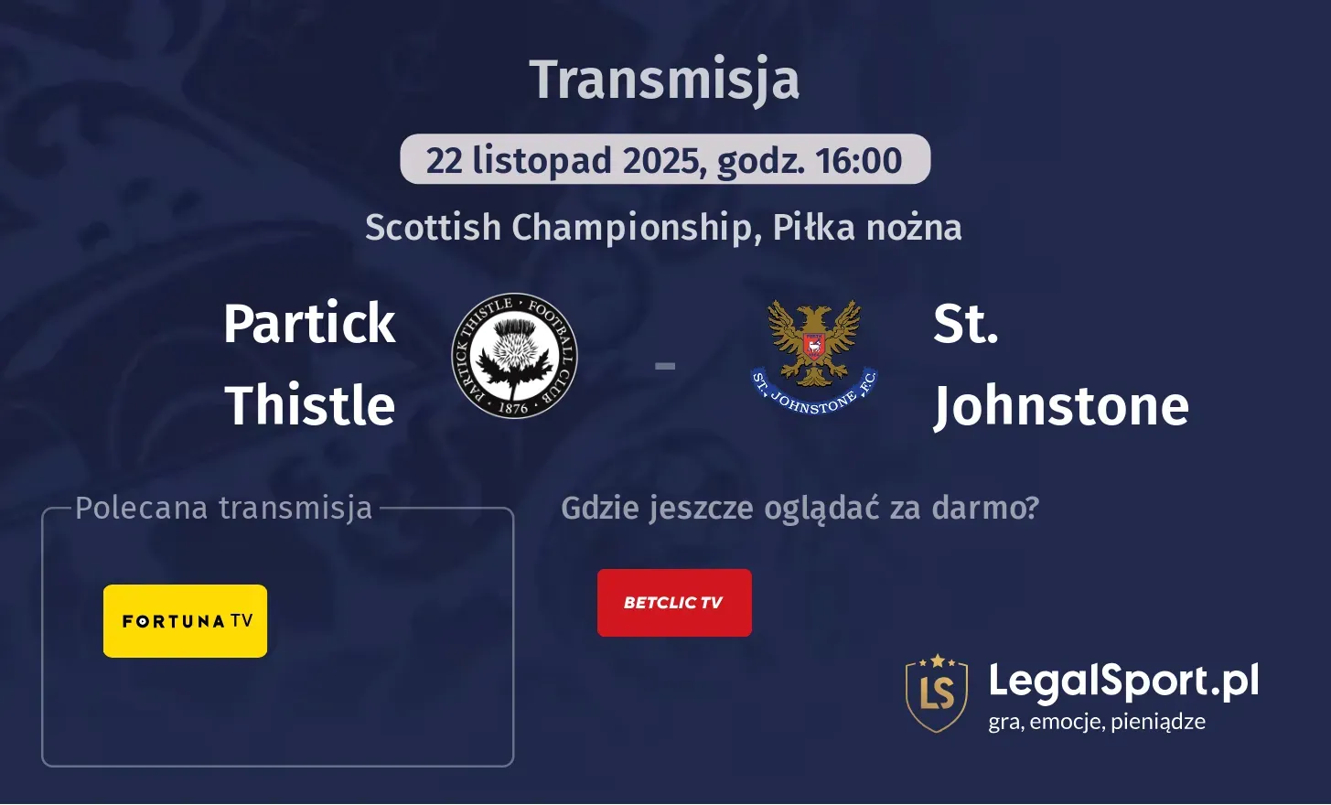 Partick Thistle - St. Johnstone Transmisje