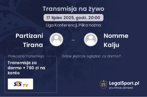 Partizani Tirana - Nomme Kalju gdzie oglądać?