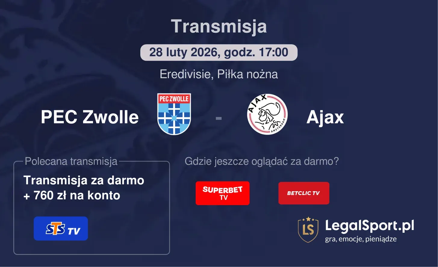 PEC Zwolle - Ajax Transmisje