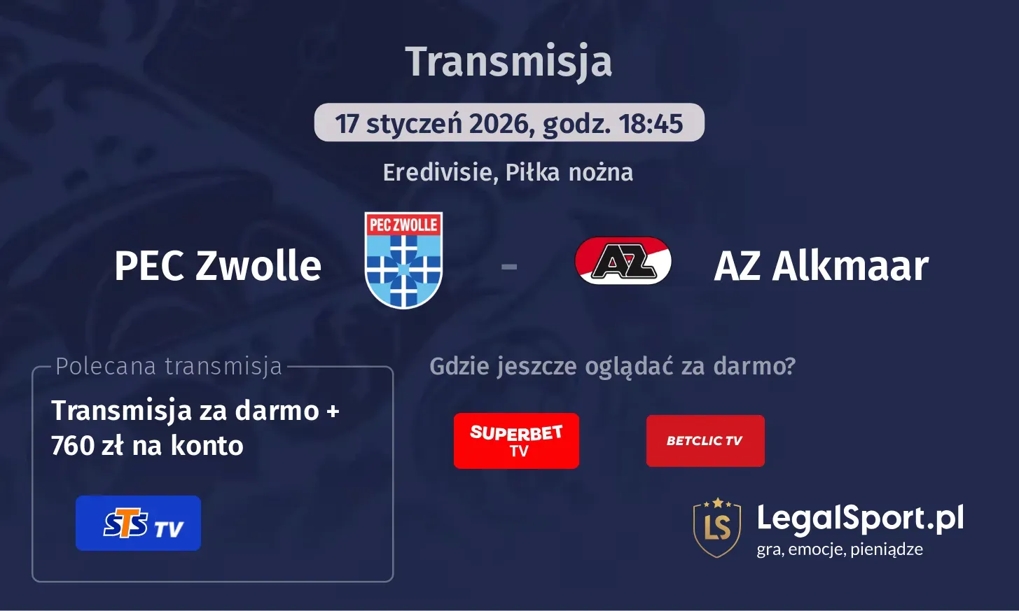 PEC Zwolle - AZ Alkmaar Transmisje