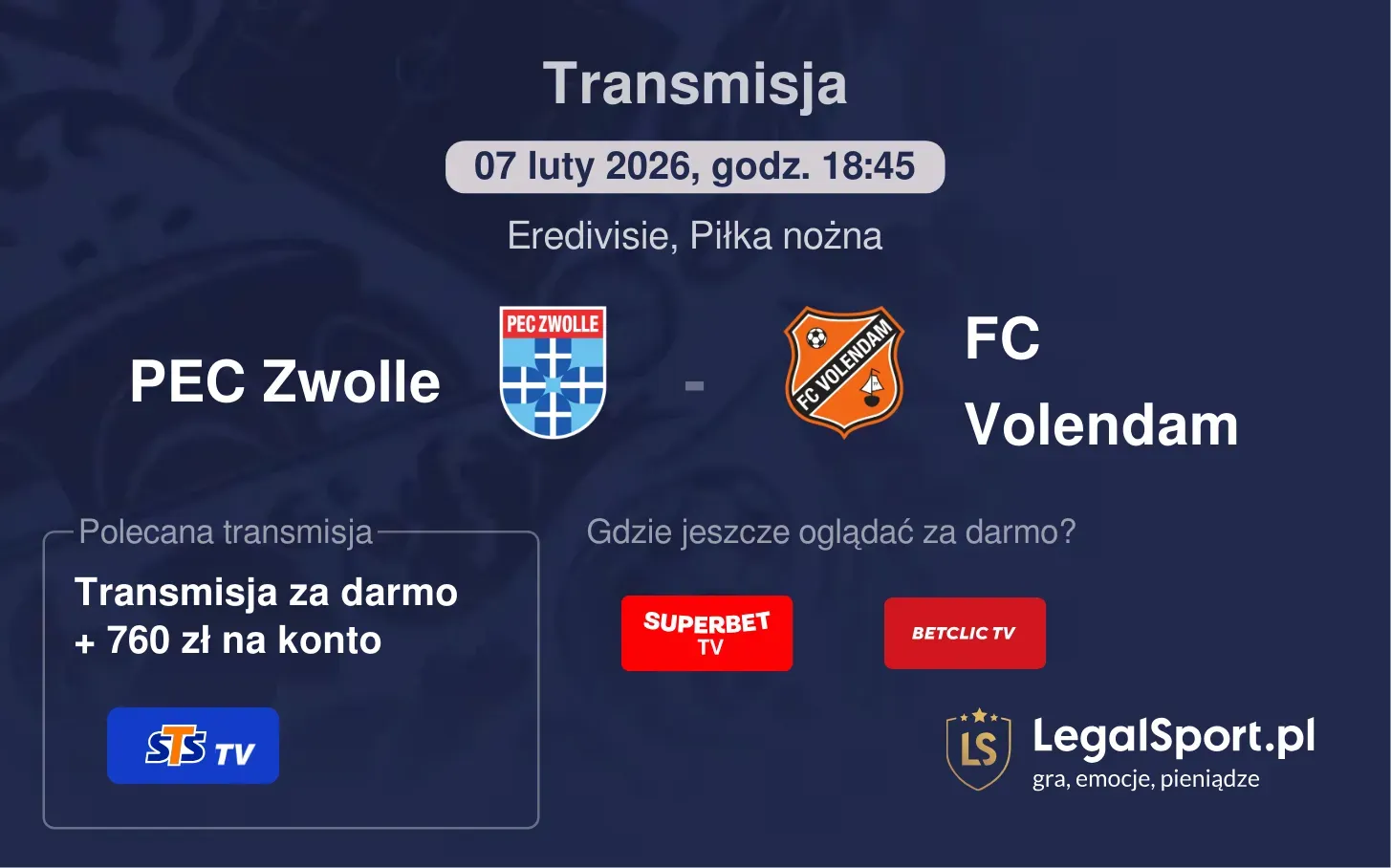 PEC Zwolle - FC Volendam Transmisje