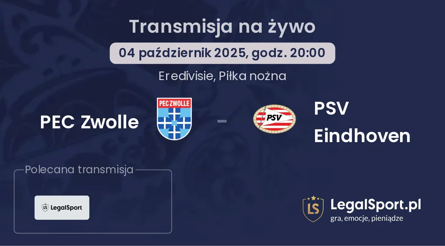 PEC Zwolle - PSV Eindhoven transmisja na żywo