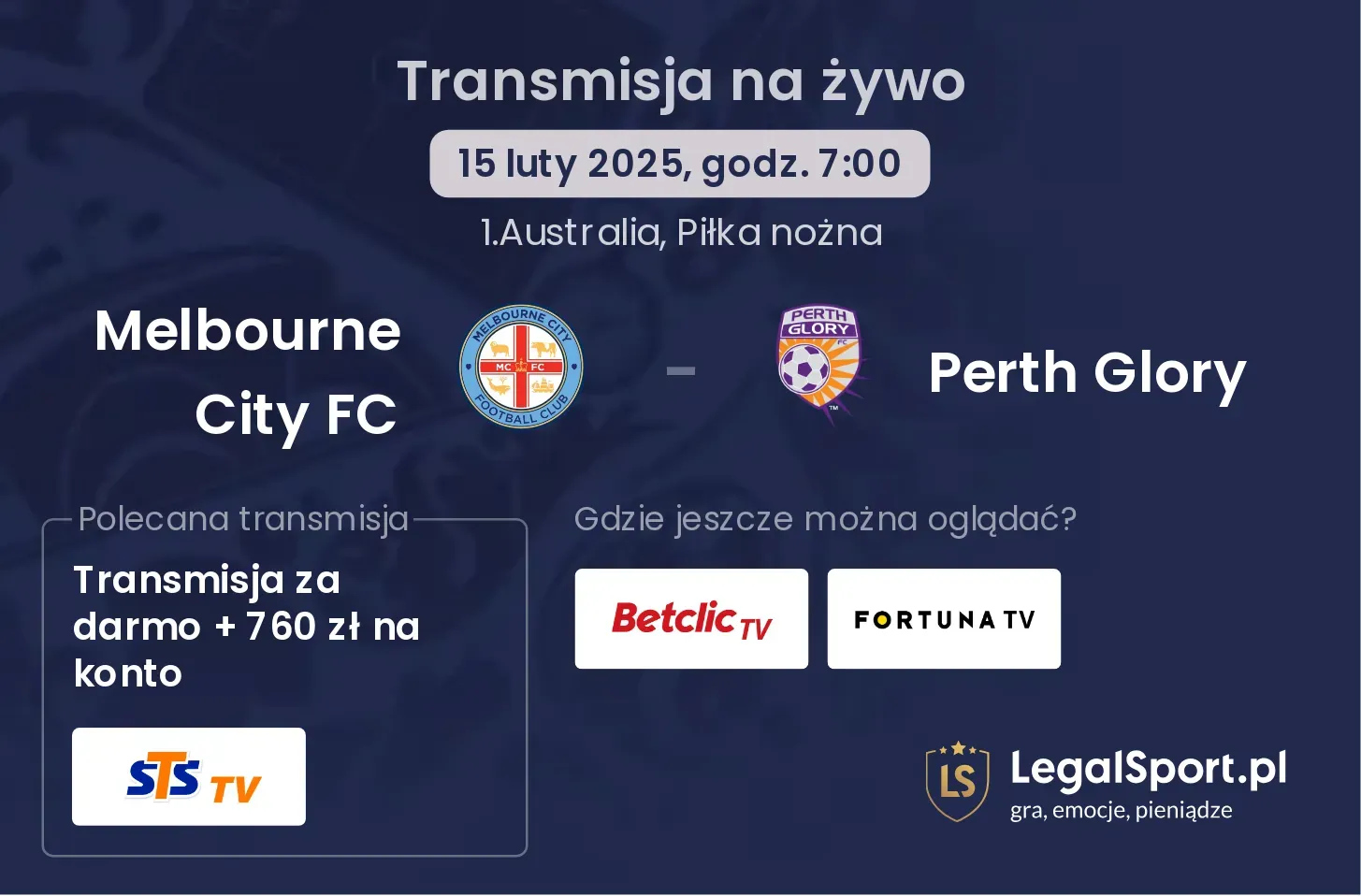 Melbourne City FC - Perth Glory gdzie oglądać?