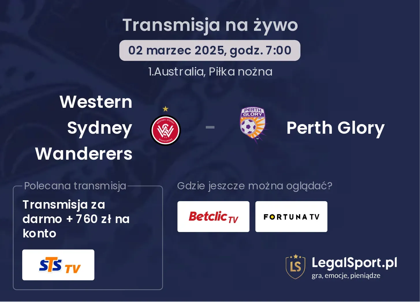 Western Sydney Wanderers - Perth Glory gdzie oglądać?