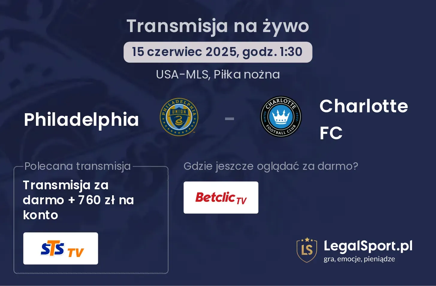 Philadelphia - Charlotte FC gdzie oglądać transmisję?