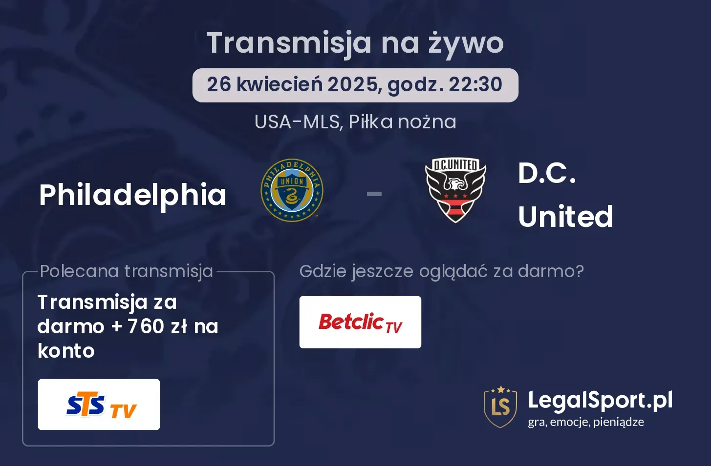 Philadelphia - D.C. United gdzie oglądać transmisję?
