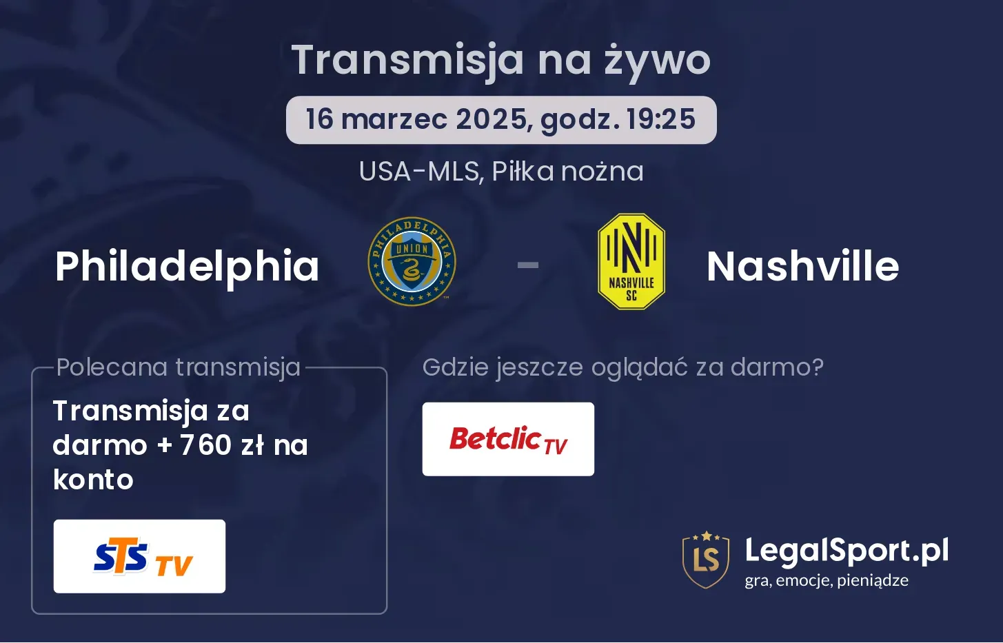 Philadelphia - Nashville gdzie oglądać transmisję?
