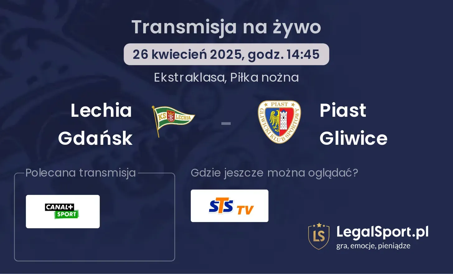 Lechia Gdańsk - Piast Gliwice gdzie oglądać?