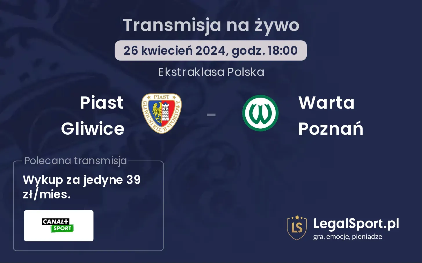 Piast Gliwice - Warta Poznań transmisja na żywo