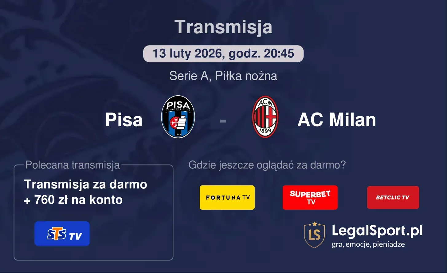Pisa - AC Milan Transmisje