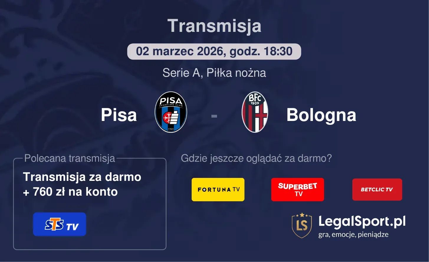 Pisa - Bologna Transmisje