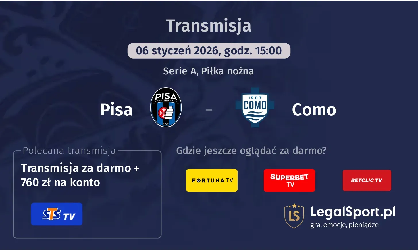 Pisa - Como Transmisje