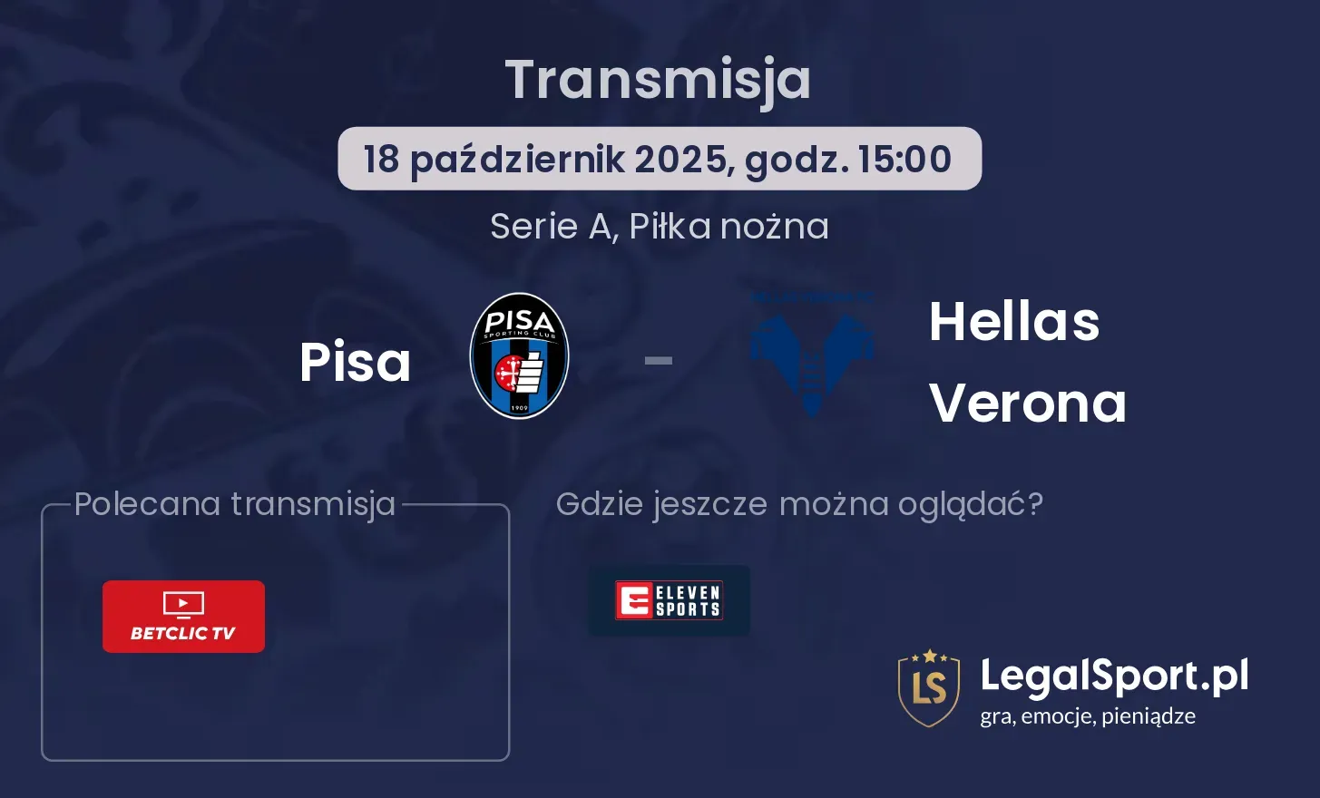 Pisa - Hellas Verona Transmisje